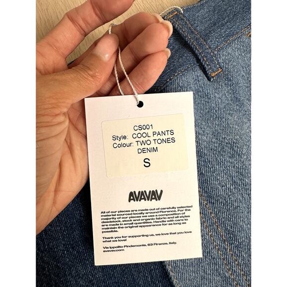 AVAVAV Smock Detail Wide Blue Denim - Size S - NEW - Picture 10 of 10